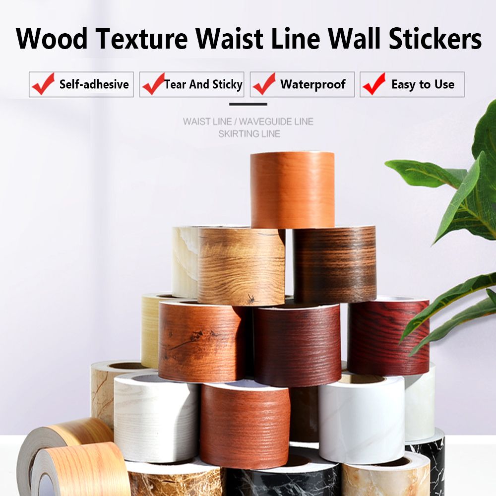 Home Decor Theme - Self-adhesive PVC Waterproof Wood Waist Line