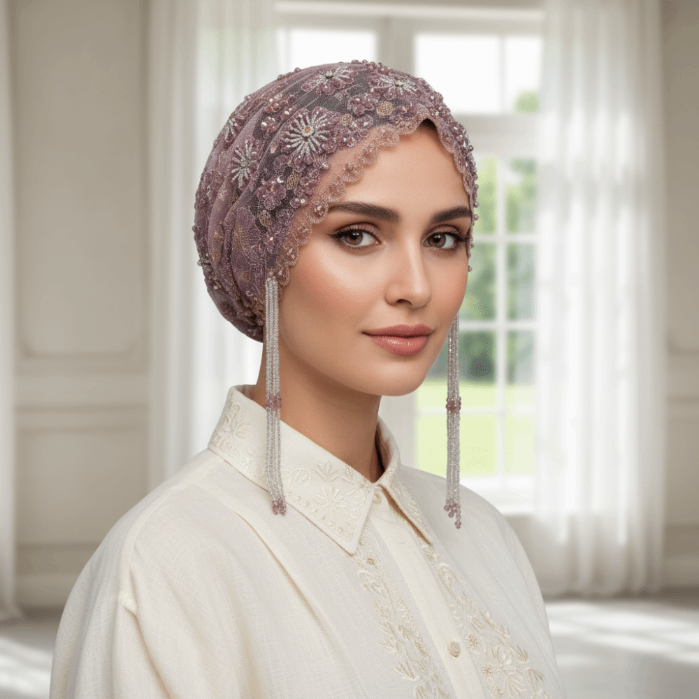Shiny Beads Turban Hat Long Ta - огляд і ціна Home Decor Indonesia