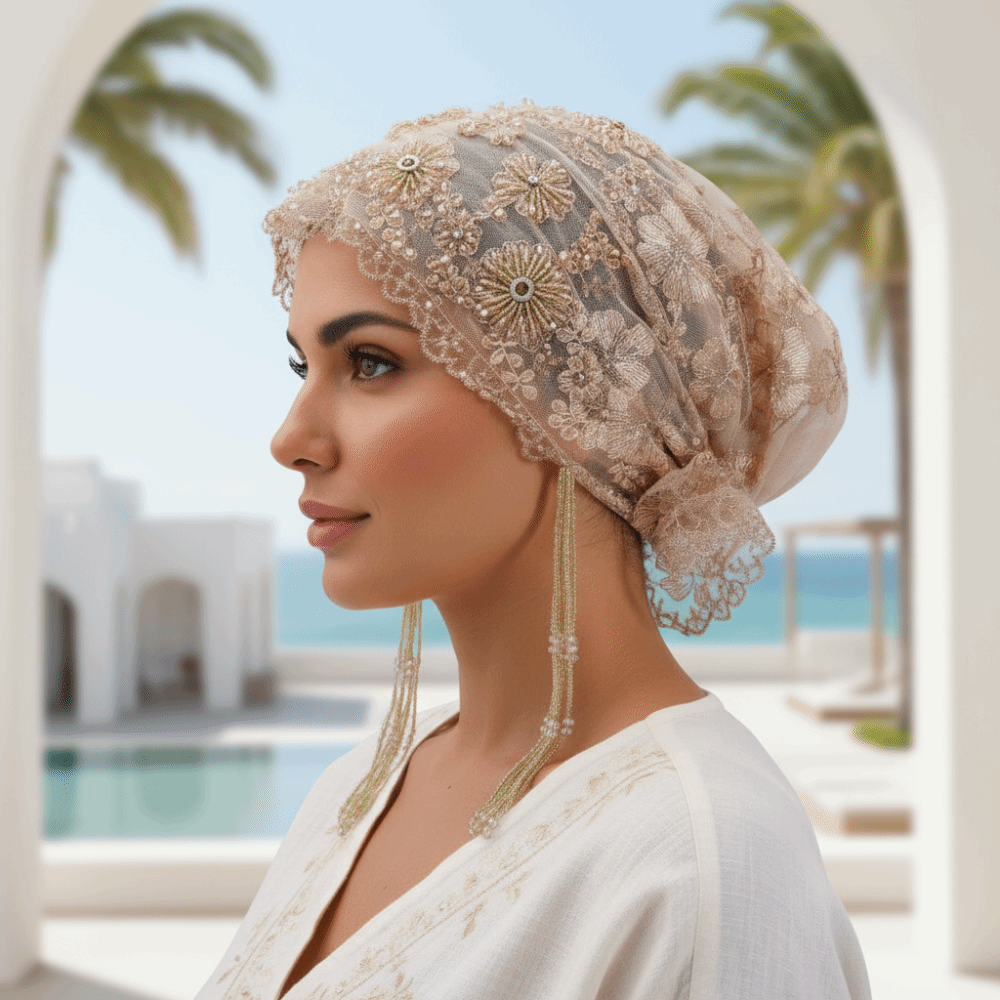 Shiny Beads Turban Hat Long Ta - огляд і ціна Home Decor Indonesia