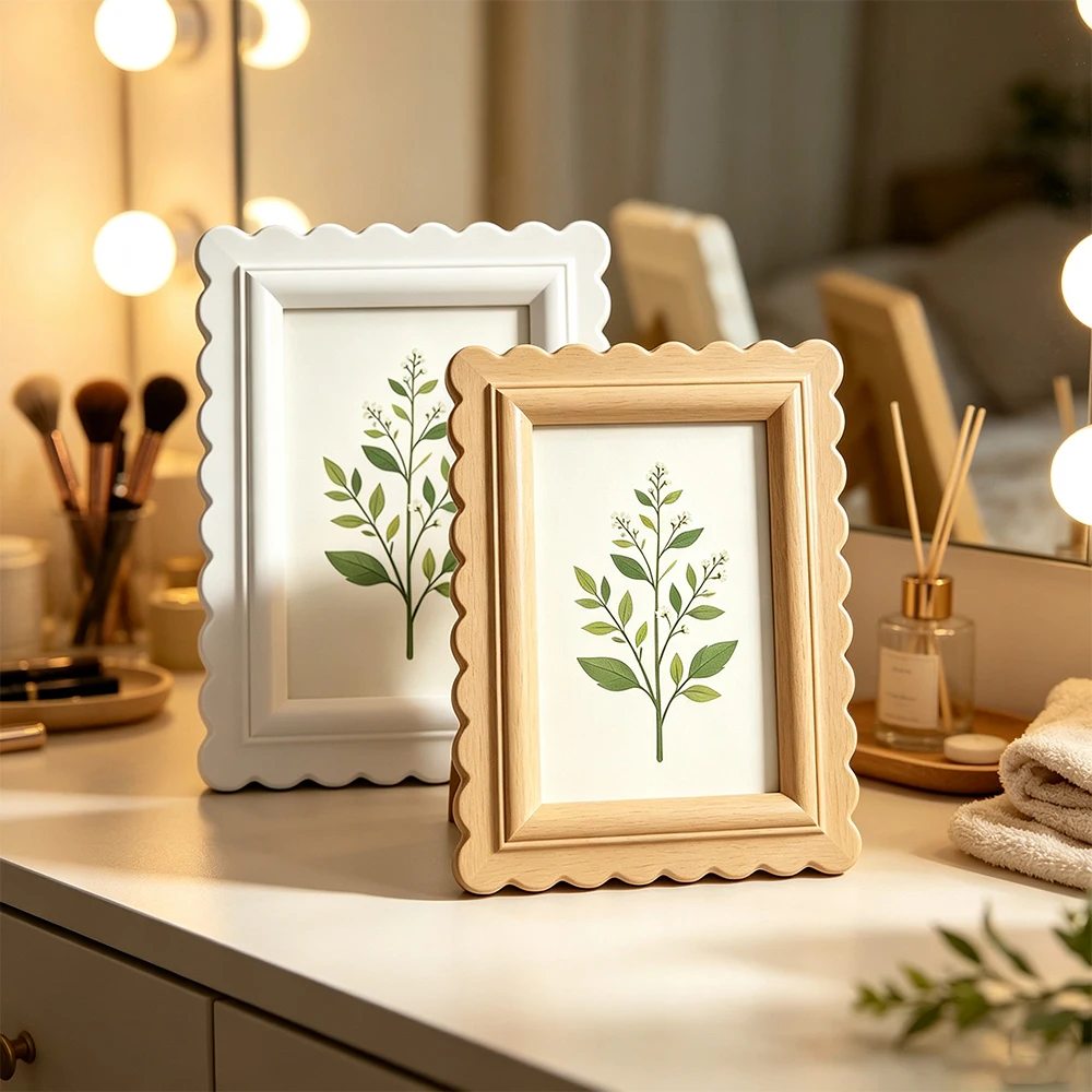 Boho Beige Scalloped Wavy Edge - огляд і ціна Bamboo Photo Frame