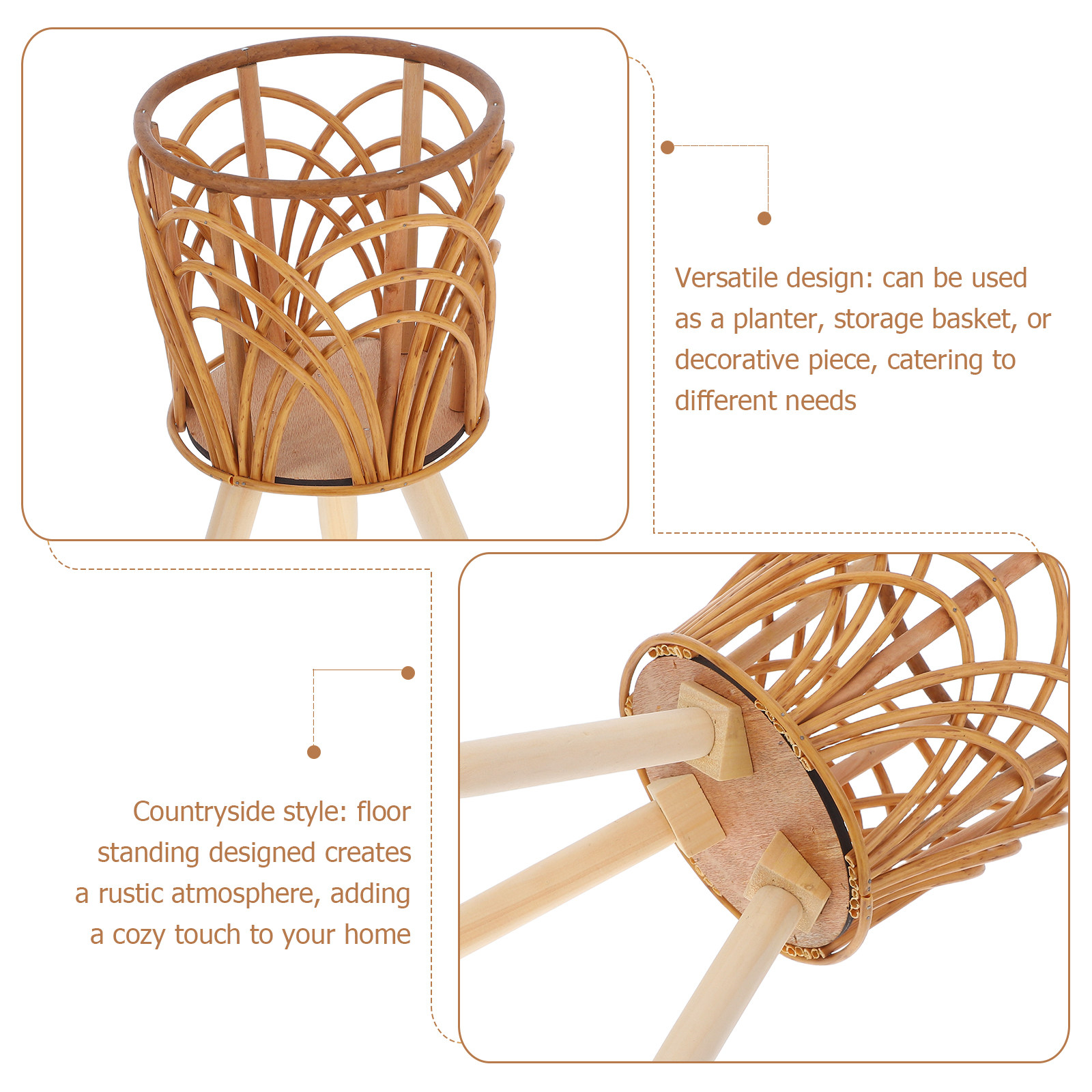 Wood Rattan Planter Basket Sta - огляд і ціна Rattan Plant Basket