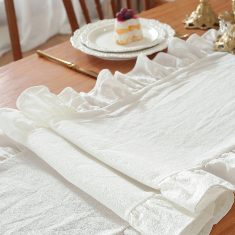 Solid Color Ruffled Rectangula - огляд і ціна Linen Table Runner