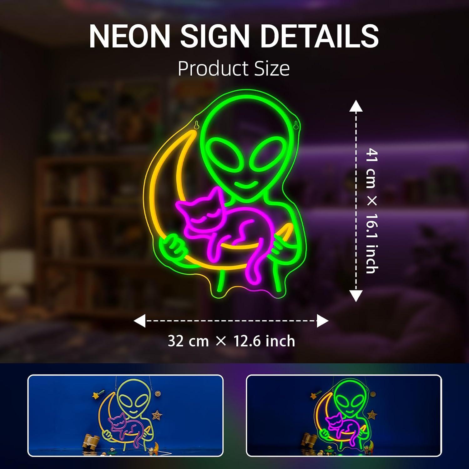 Alien Cat Neon Sign Sleepy Cat - огляд і ціна Home Decor Theme