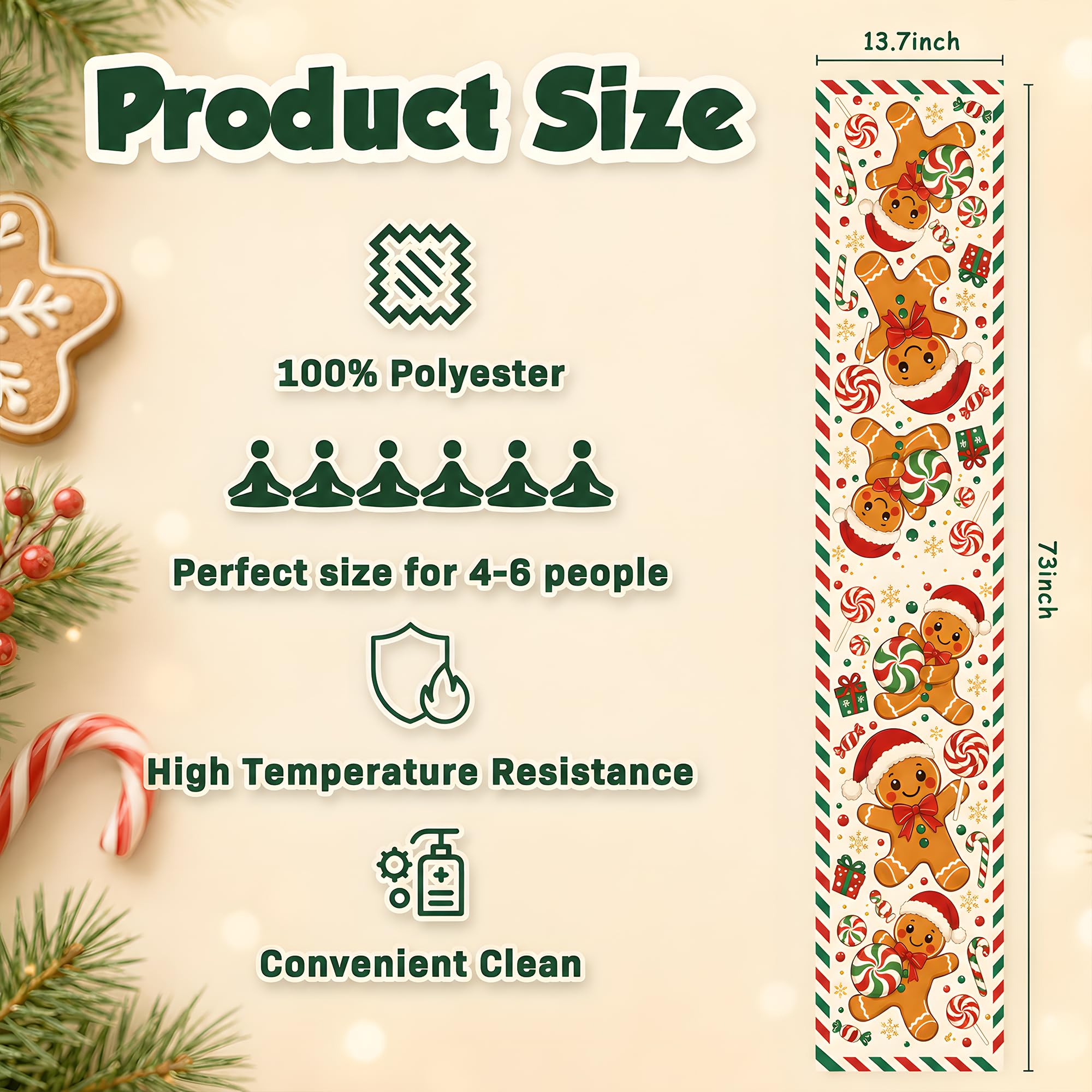 Christmas Gingerbread Man Tabl - огляд і ціна Linen Table Runner